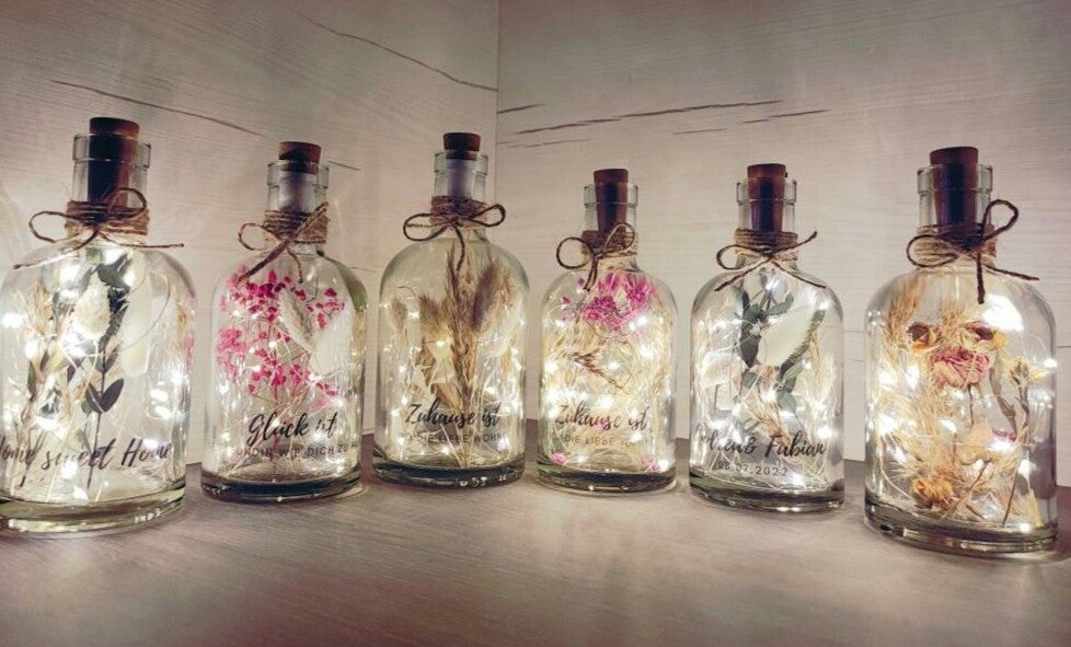 Flower Bottle optional mit Wunschtext - verschiedene Farben