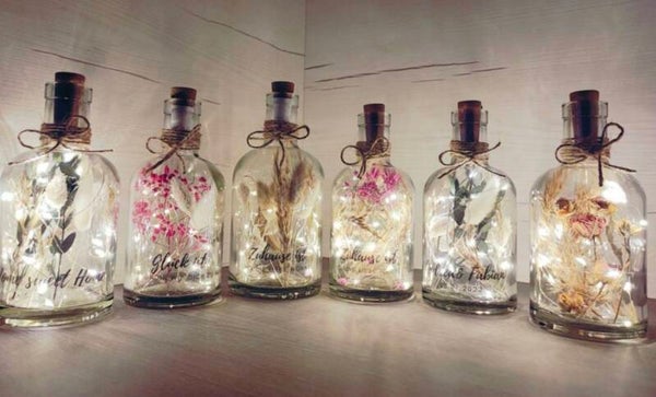 Flower Bottle optional mit Wunschtext - verschiedene Farben