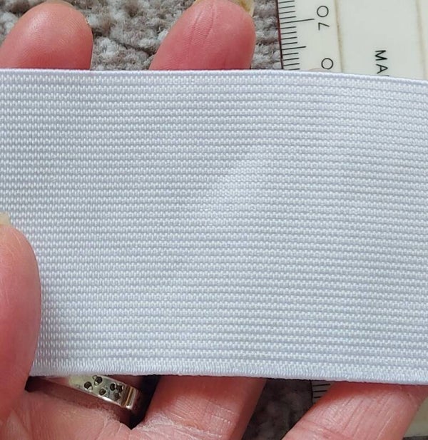 50mm wide Elastic - White - flat