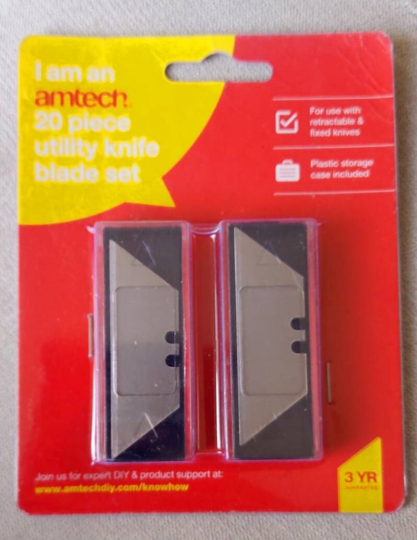 Amtech pack of 20 Utility Stanley style) knife blades.
