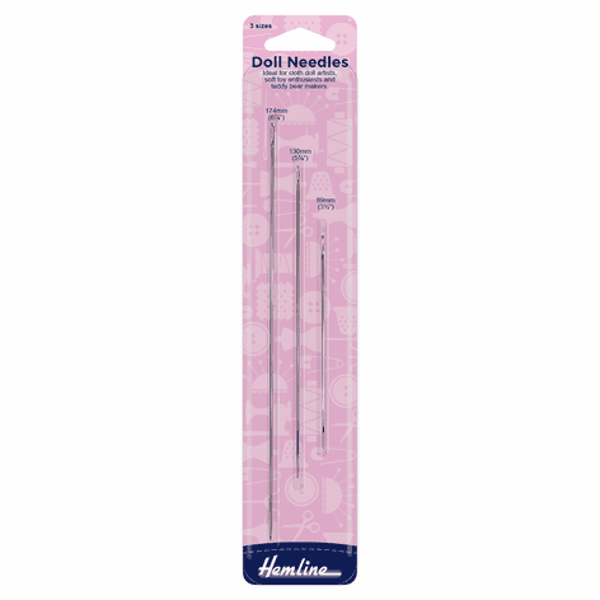 H213 Hemline Doll Needles, set of 3, Ideal dolls and teddy making