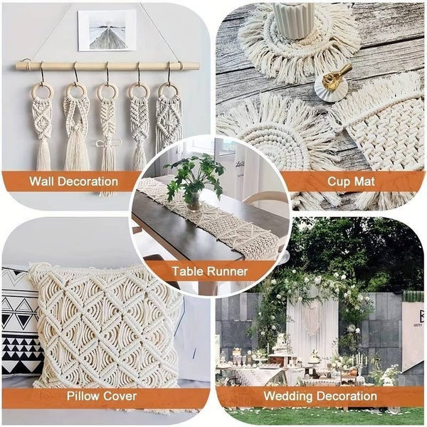 Macrame Cotton Cord 4mm 13 colours, 50 metre Roll