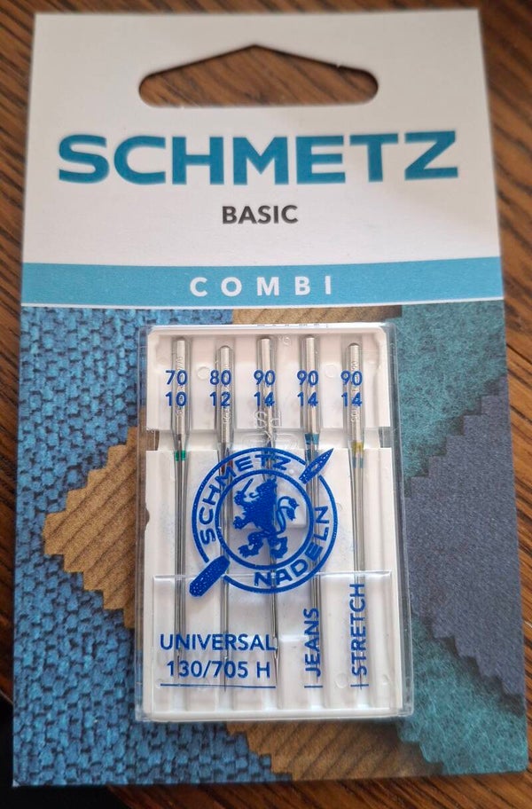 Schmetz Sewing Machine Needles: Combi Basic: Assorted: Universal Denim & Stretch: 5 Pieces