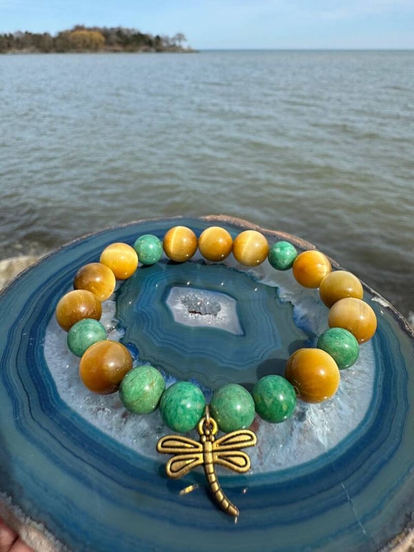 Golden Tigers Eye and Amazonite Mala