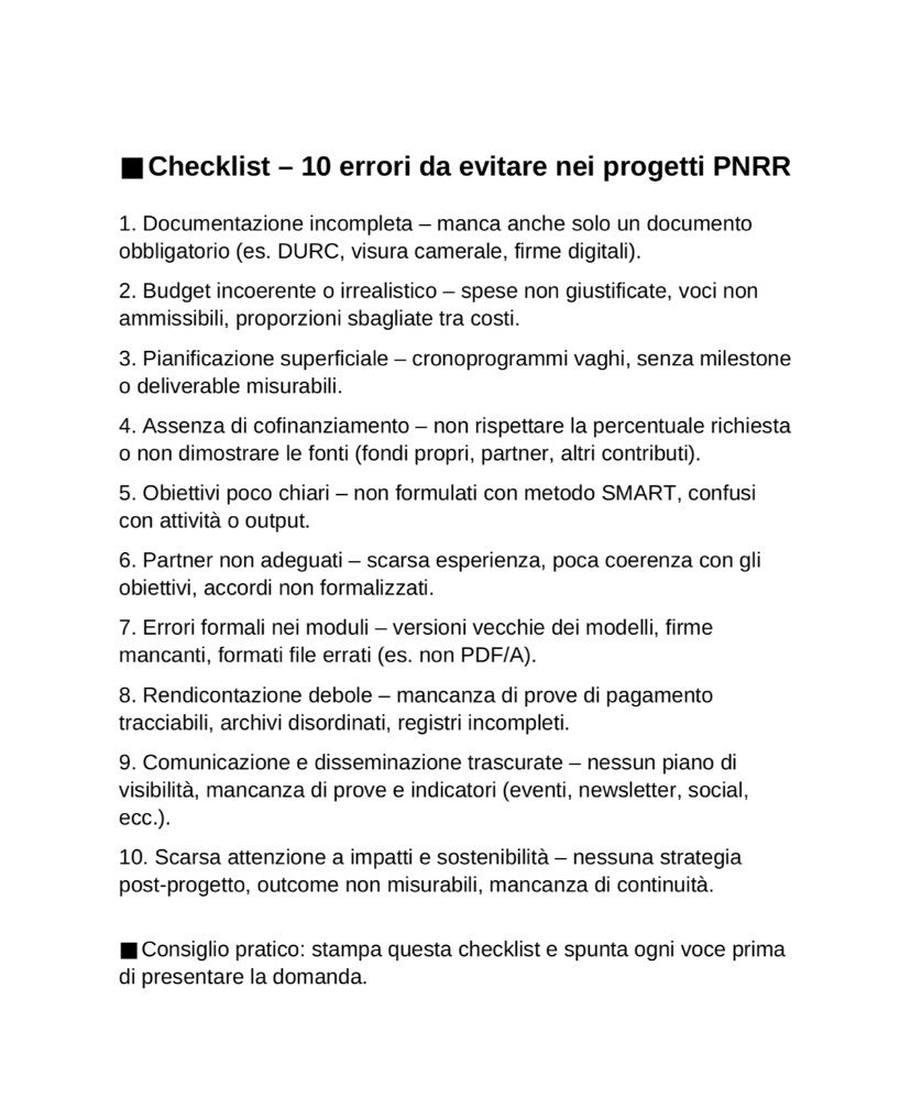 10 errori da evitare nei progetti PNRR
