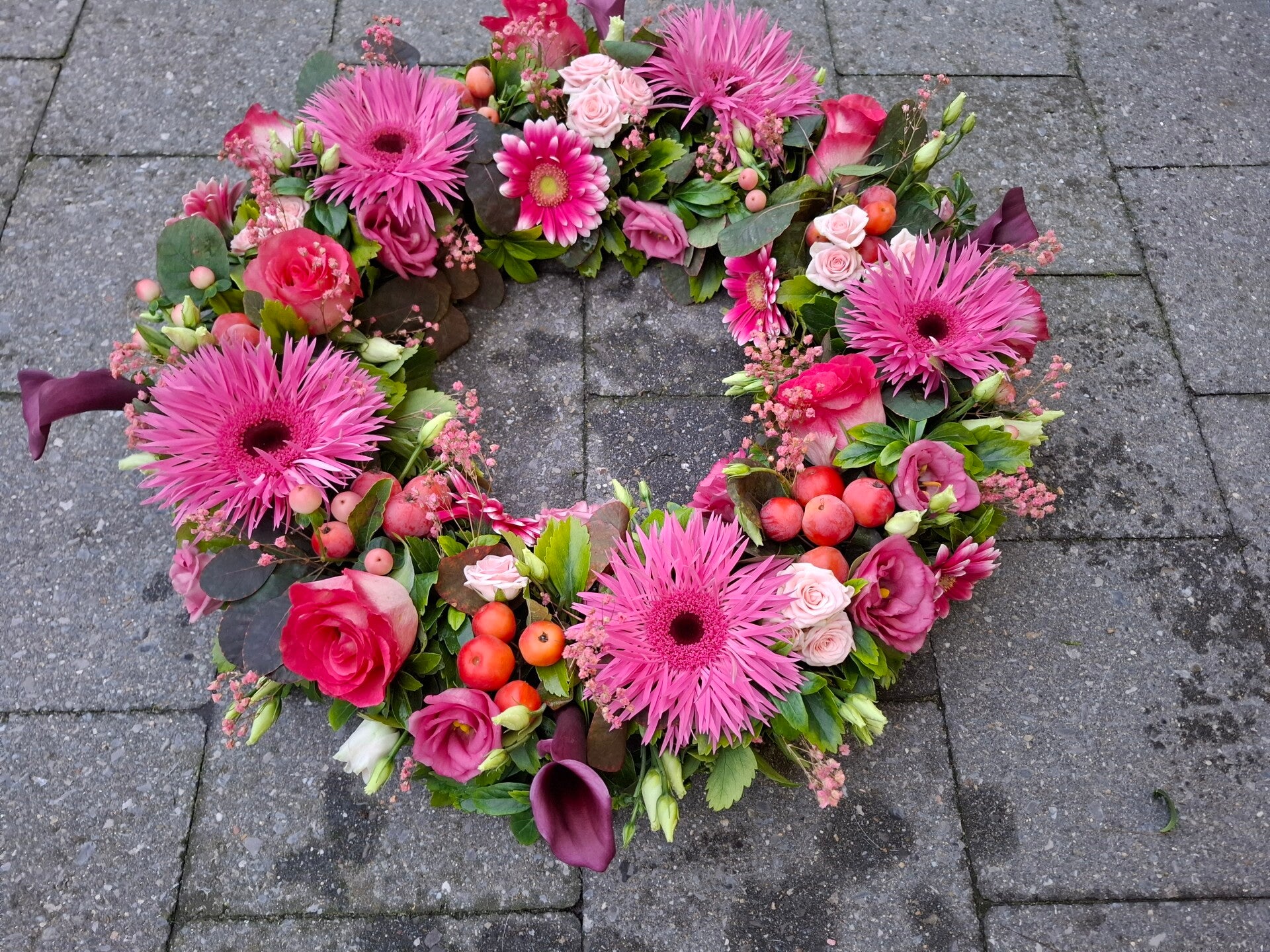 rouwkrans roze gemengd 40 cm