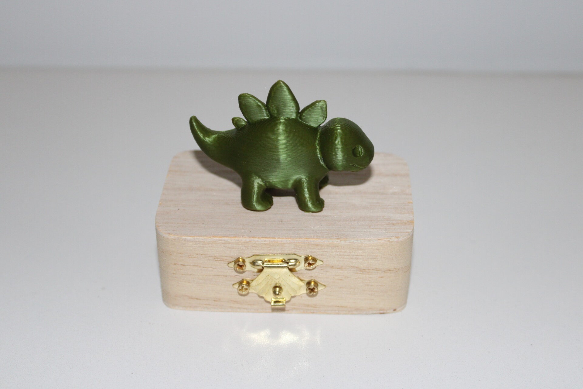 Houten kistje met groene dino