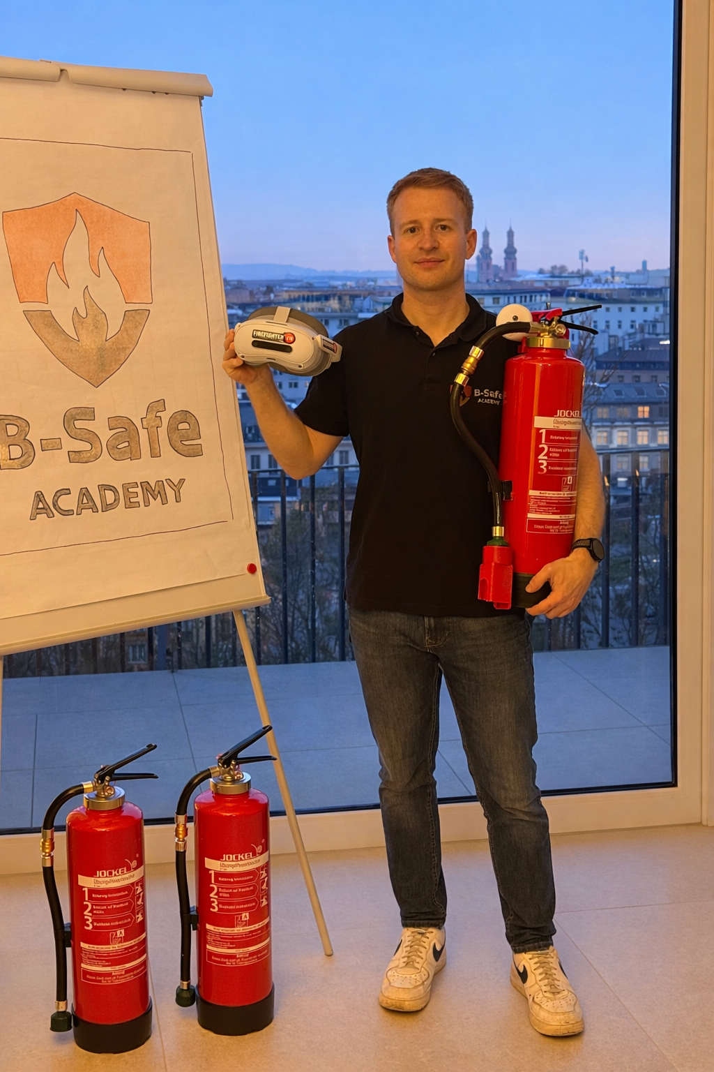 Schulungsraum mit Ausbilder und sechs Teilnehmern