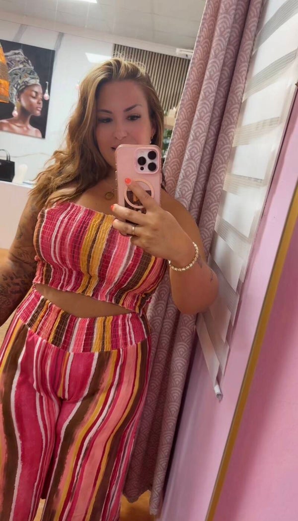Conjunto Rayas Rosa Multicolor