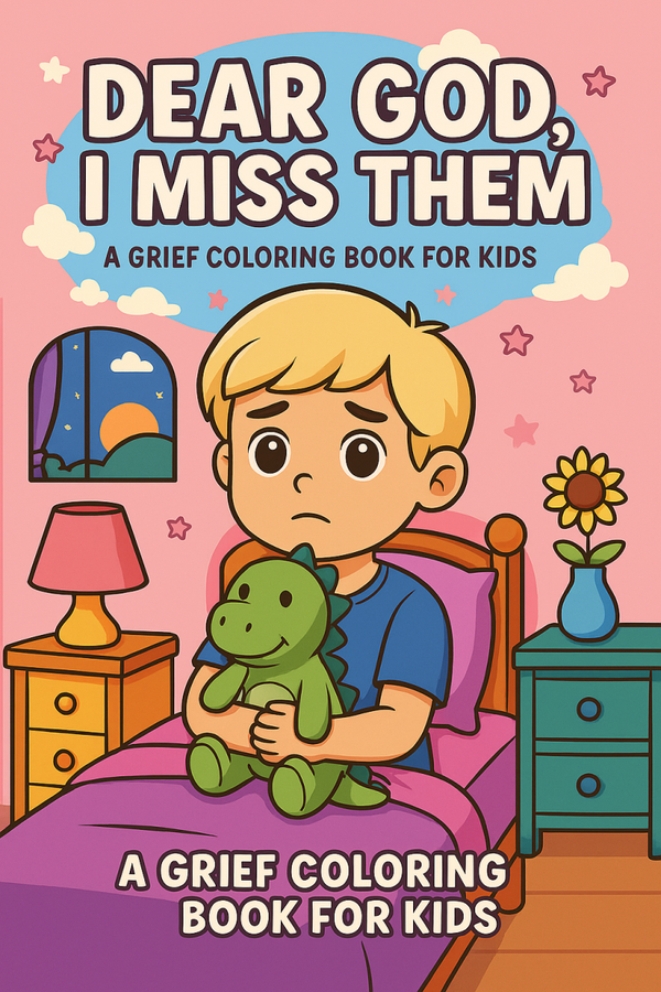 Dear God, I Miss Them – Personalized Children’s Memorial Coloring & Prayer Book (Dino Bear Edition)