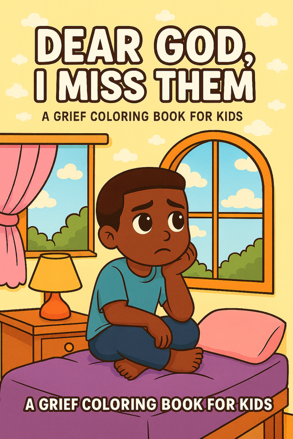 Dear God, I Miss Them – Personalized Children’s Memorial Coloring & Prayer Book (Cozy Bedroom Edition)