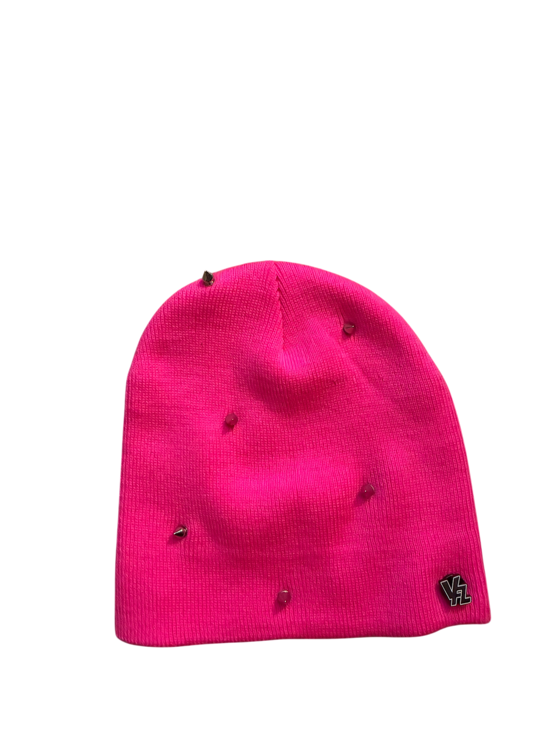 Pink Beanie with spikes Allover