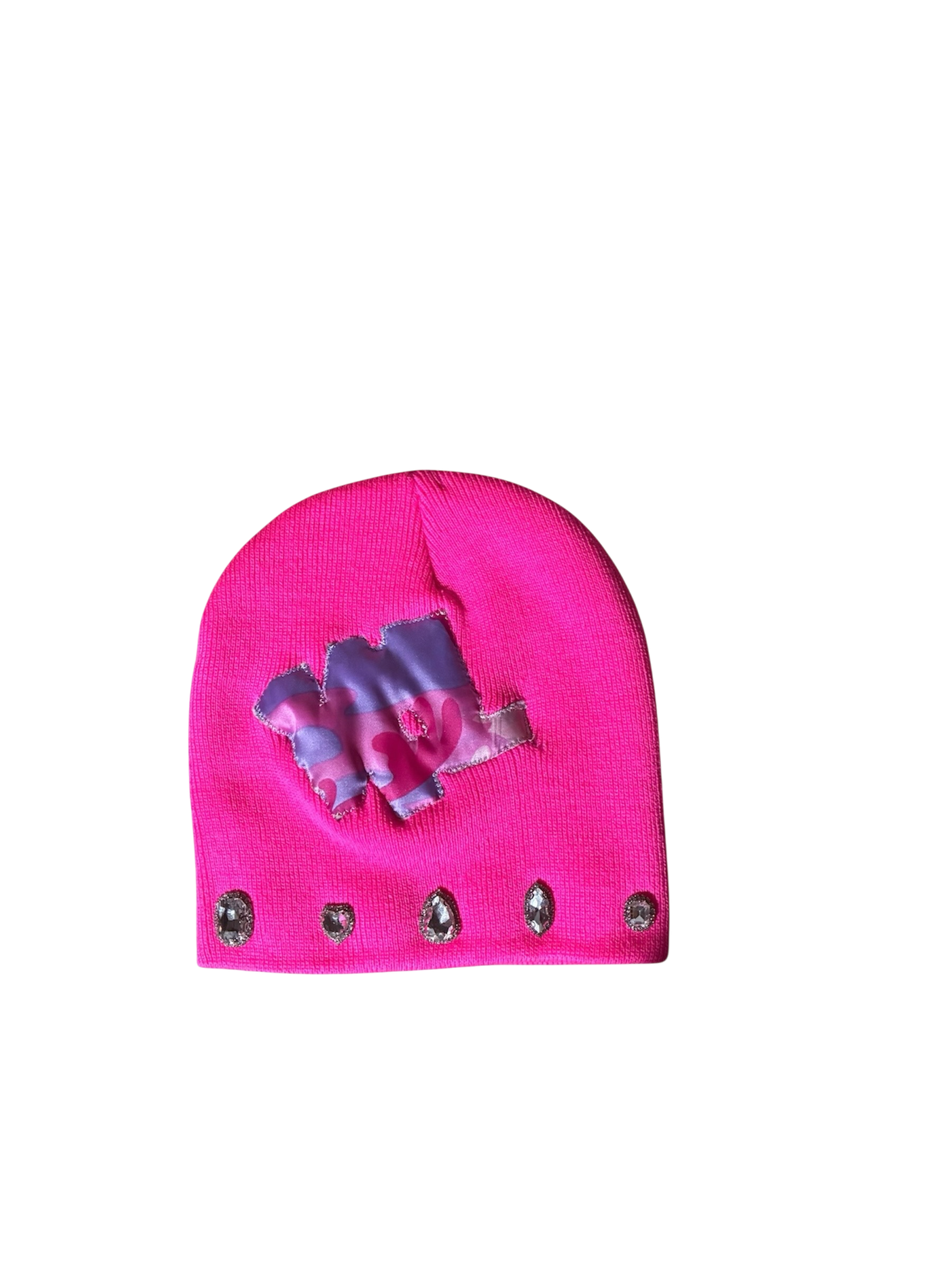 pink beanie With Rhinestones