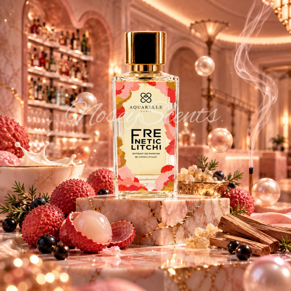 Frenetic Litchi van Aquarelle Paris – Explosieve lychee, melkachtige vanille en mysterieus sandelhout