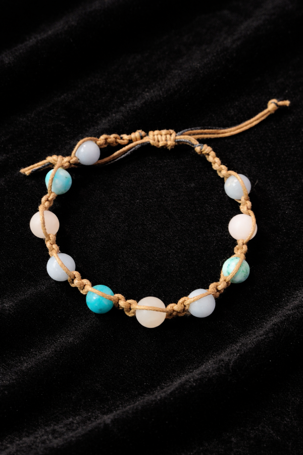 Angelite and Quartz Adjustable Bracelet