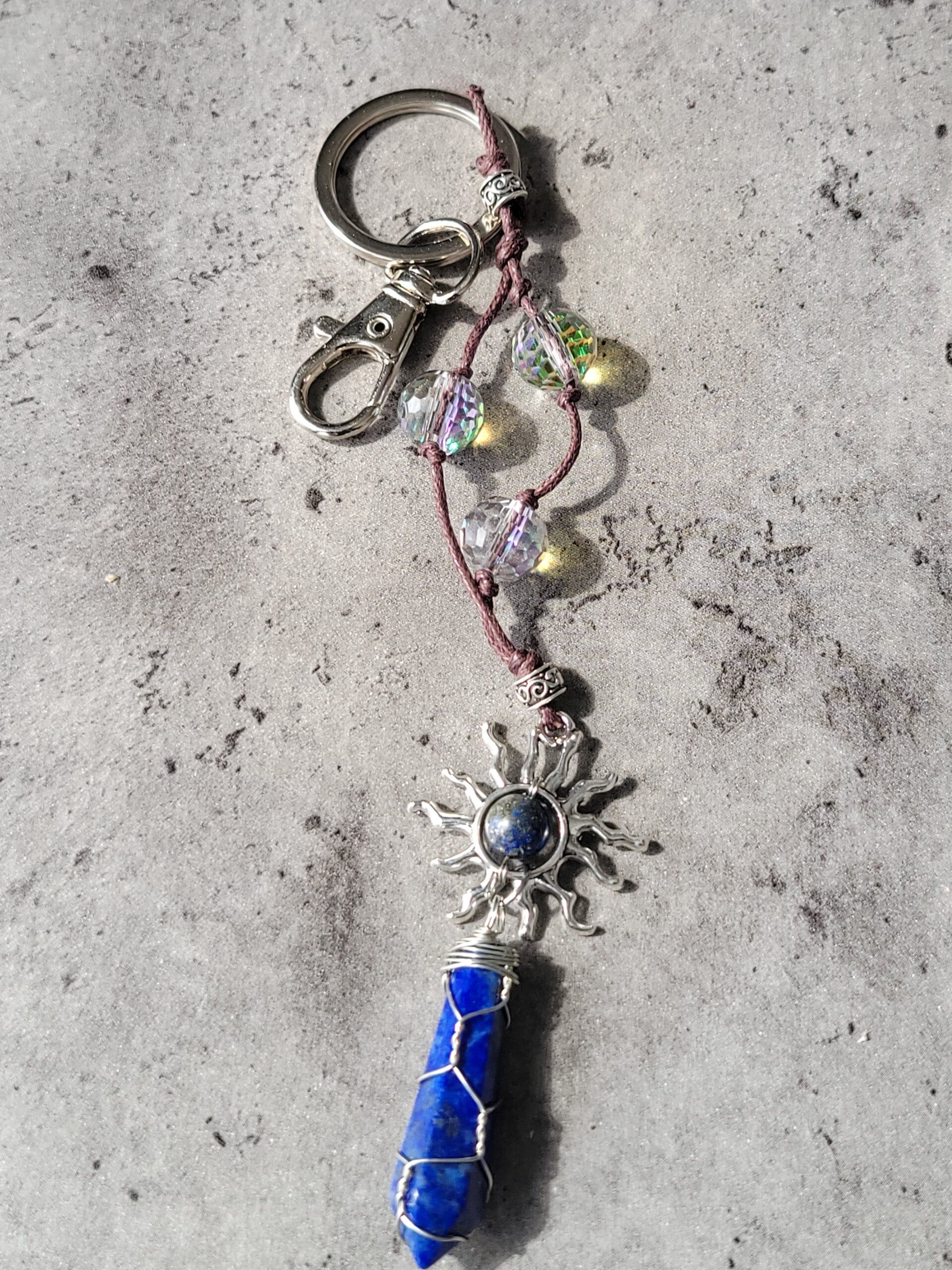Celestial Sun & Blue Crystal Keychain