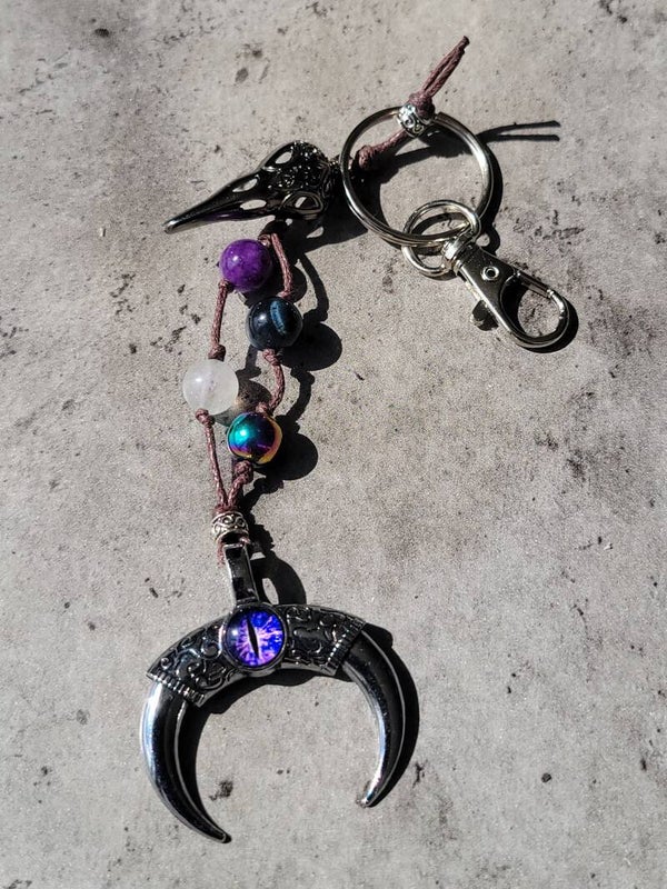 Evil Eye Crescent Moon Keychain