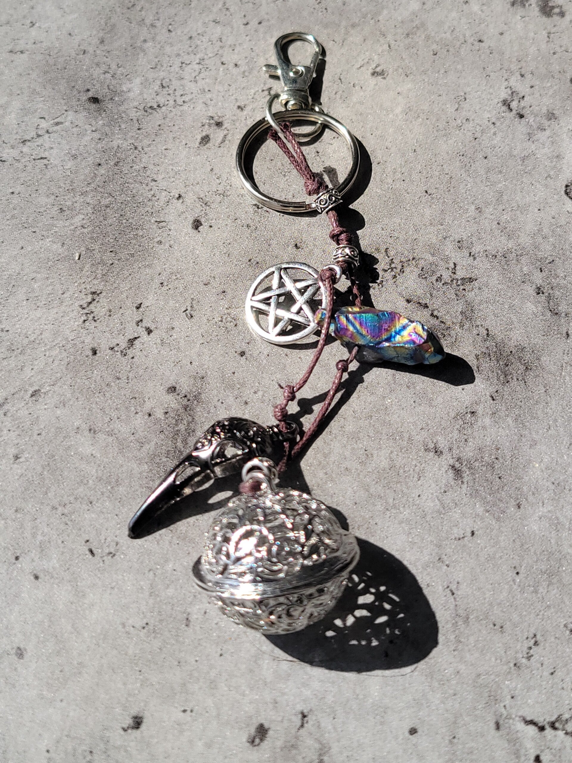 Mystic Pentacle with Raven Skull Charm