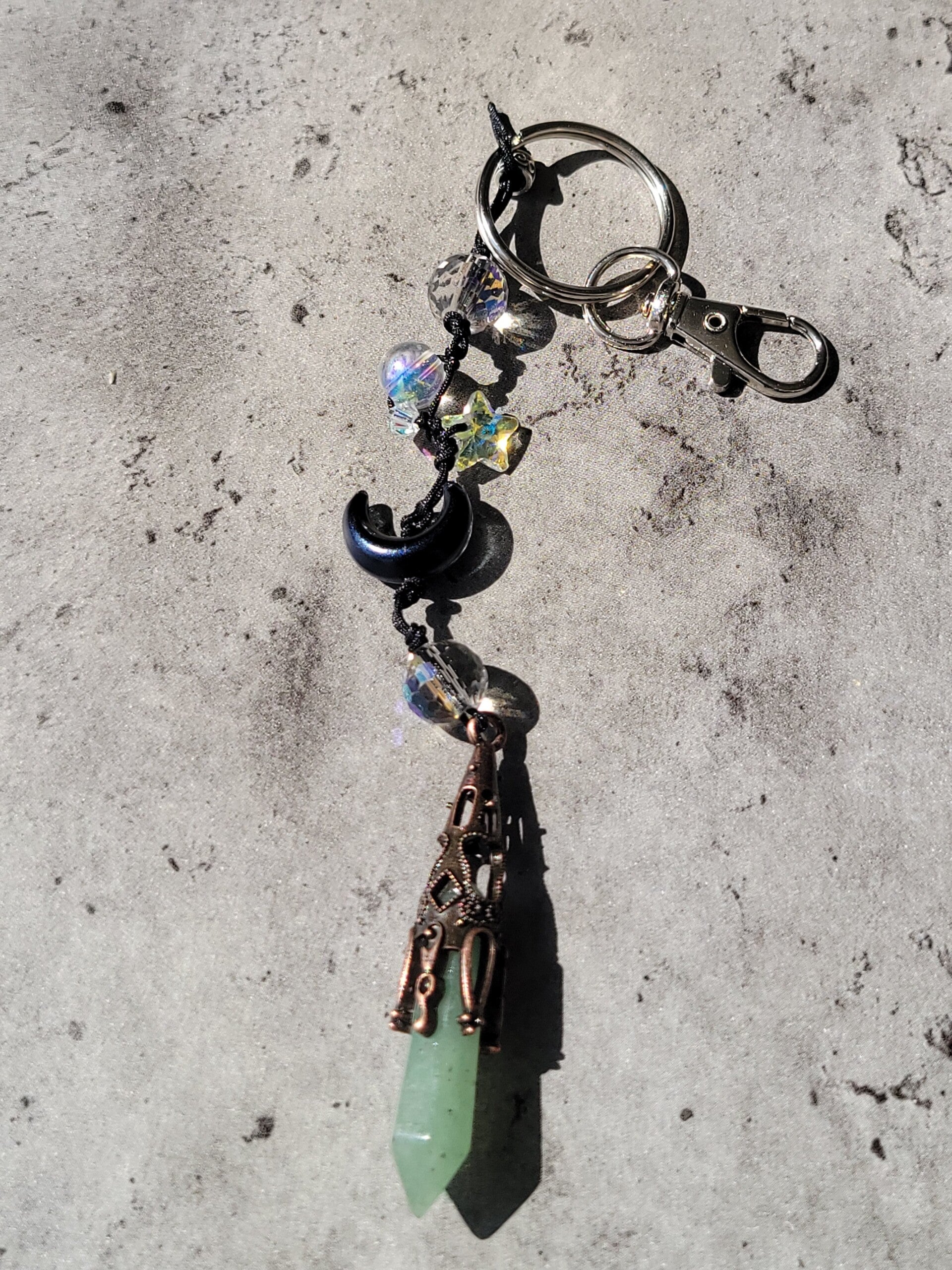 Green Aventurine Crystal Point Keychain