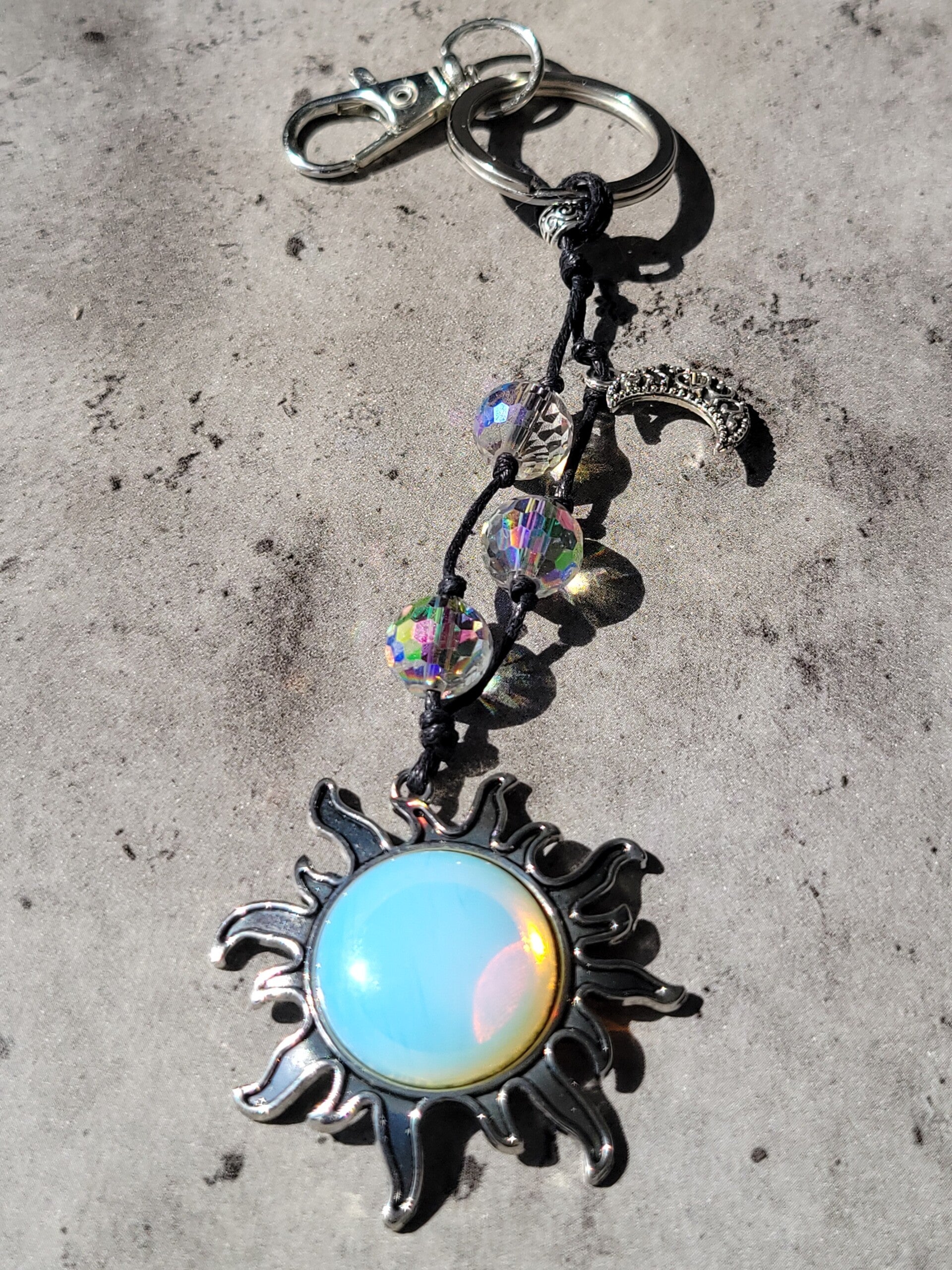 Opalite Sun and Moon Keychain