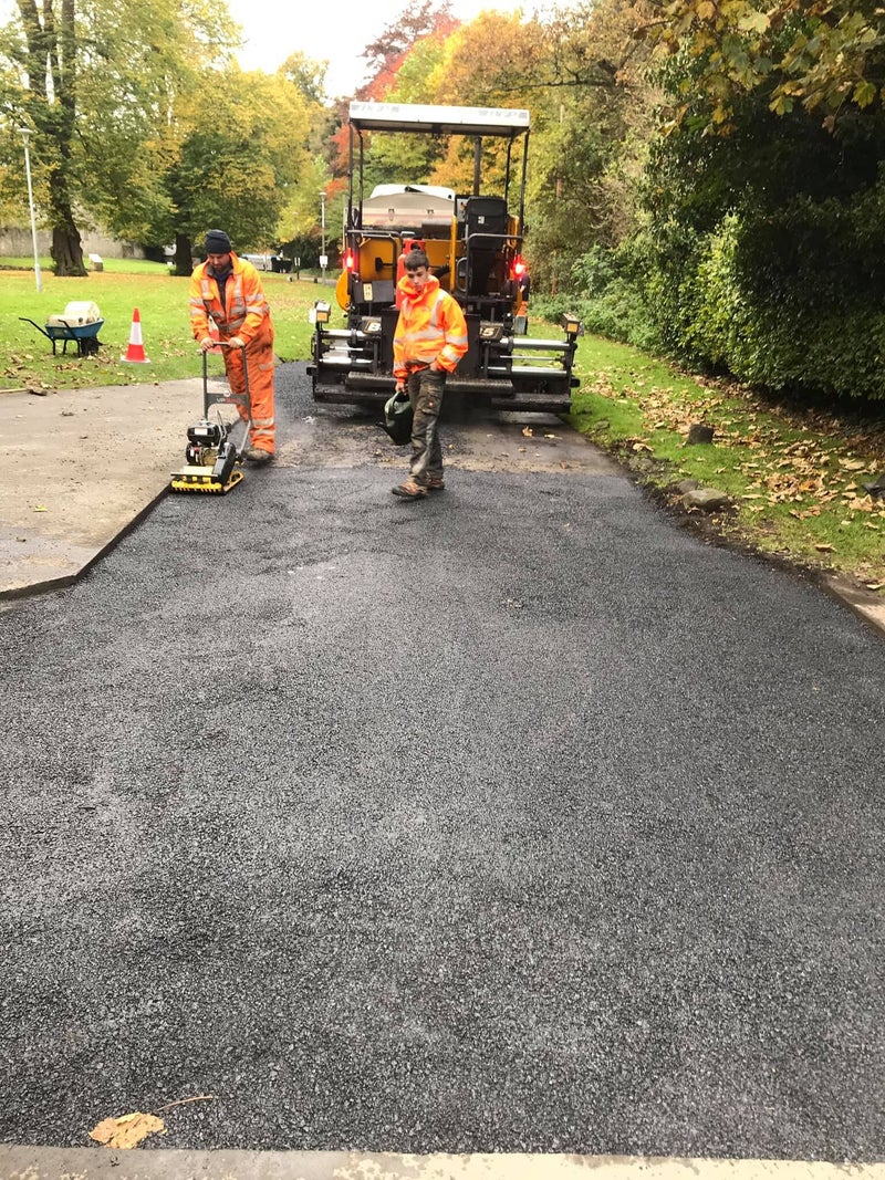 Road resurfacing at Crammond Kirk Edinburgh