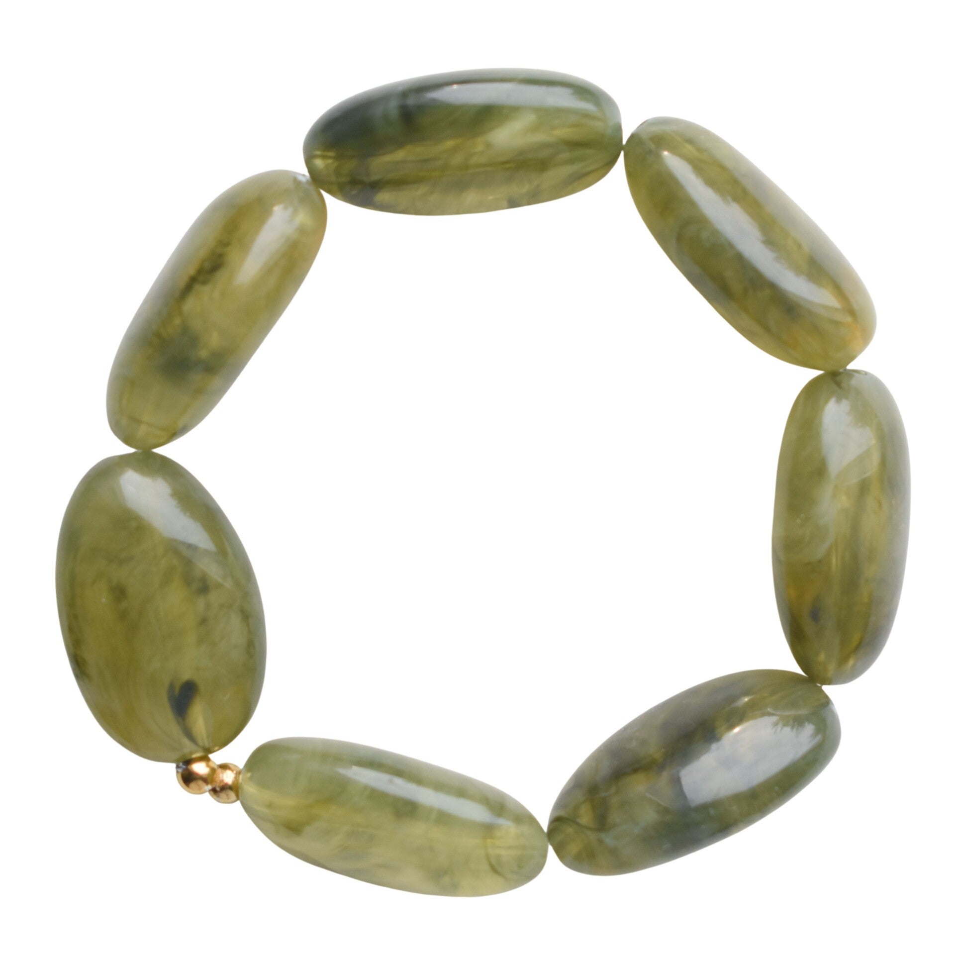 Armband met grote kralen groen op elastiek