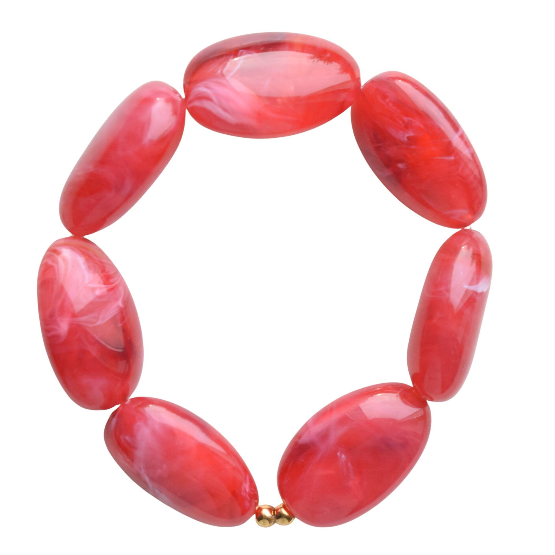 Armband met grote kralen rood op elastiek