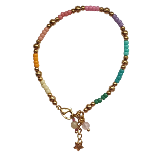 Leuk armbandje goud kleuren regenboog