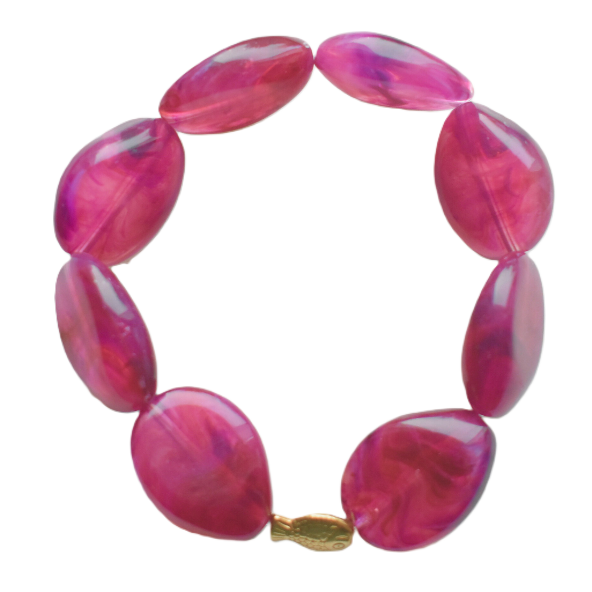 Armband met grote kralen roze op elastiek