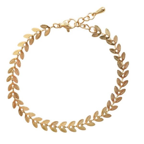 Stainless steel armbandje blaadjes goud