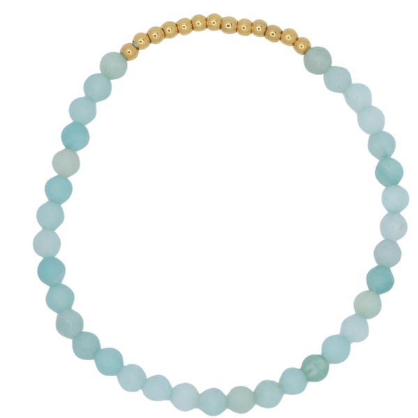 Armband amazoniet goud op elastiek