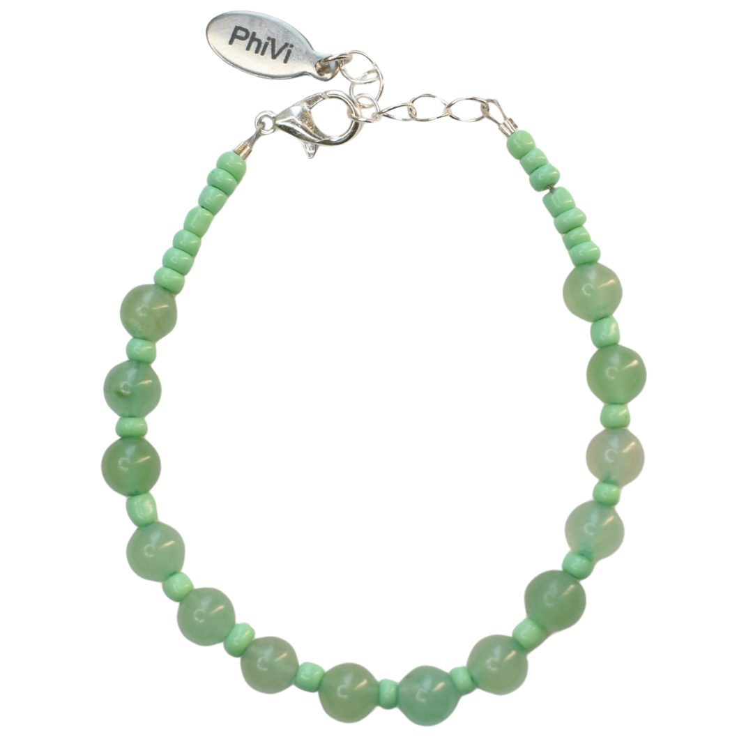 Armband aventurijn zilver met groene kralen