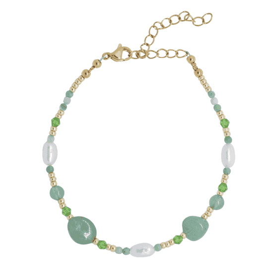 Aventurijn armband groen met parels goud