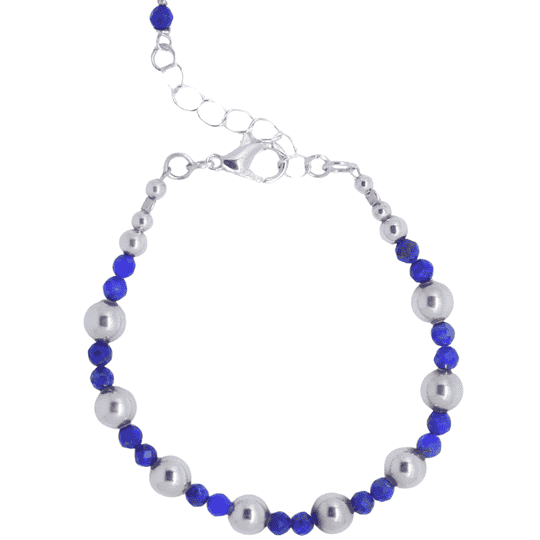 Armband lapis lazuli zilveren kralen