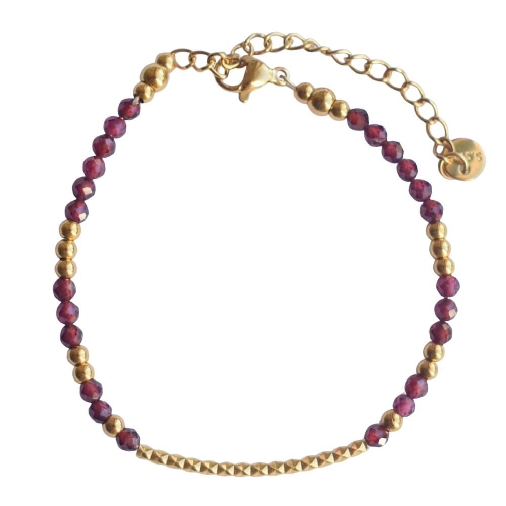 Bordeaux rode armband met edelsteen granaat goud