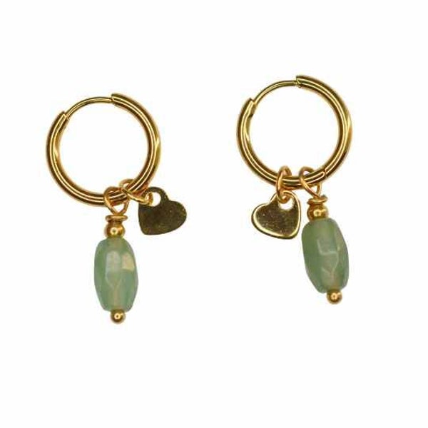 Hartjes oorbellen goud met aventurijn
