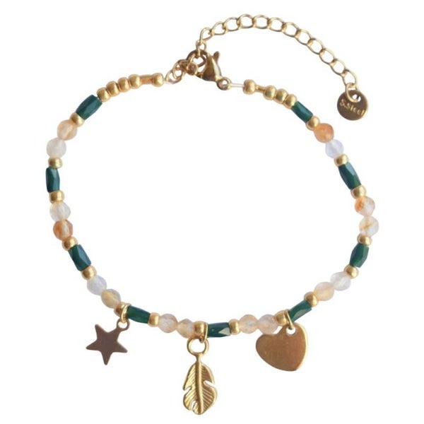 Groene armband citrien met gouden bedels