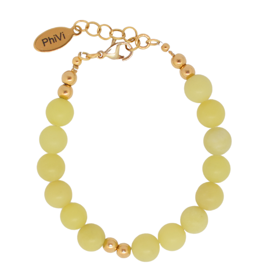 Jade armband met grote kralen goud