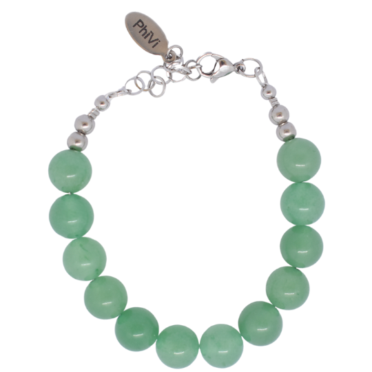 Grote kralen armband groen aventurijn zilver