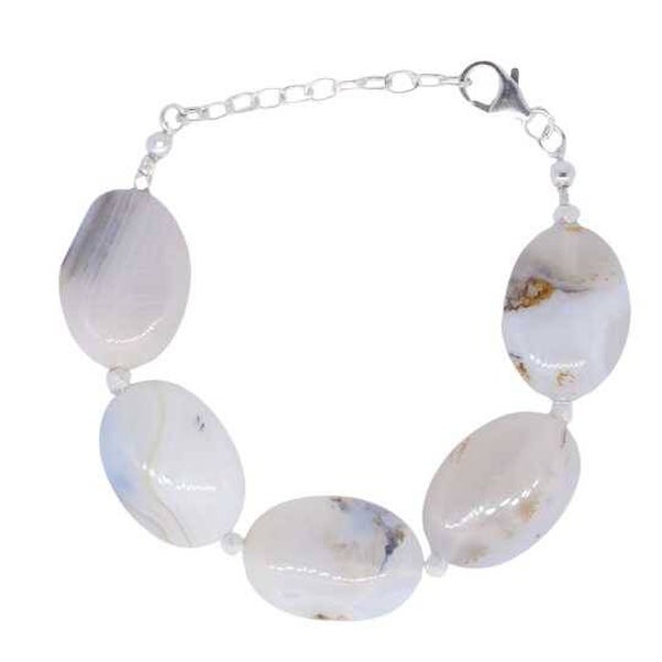 Armband grote stenen agaat 925.zilver