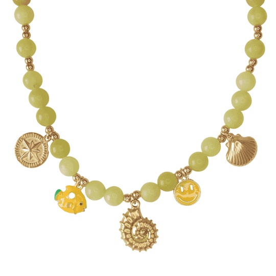 Ketting bedels jade gouden kralen