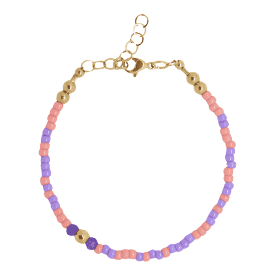 Armband amethist goud lila zalm kralen