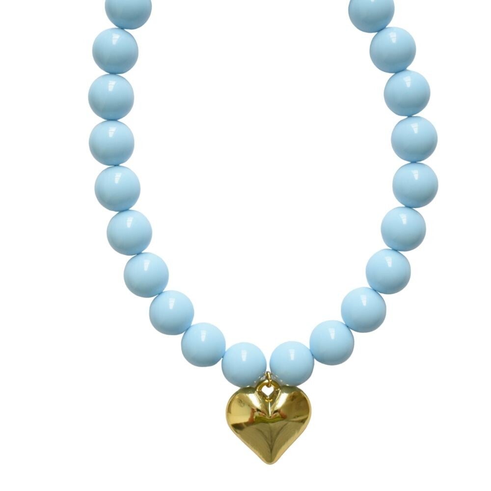 Kralen ketting met grote kralen blauw