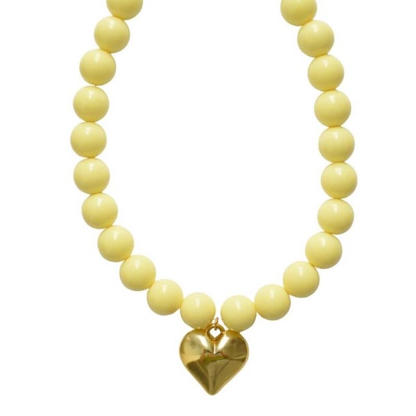 Kralen ketting met grote kralen geel