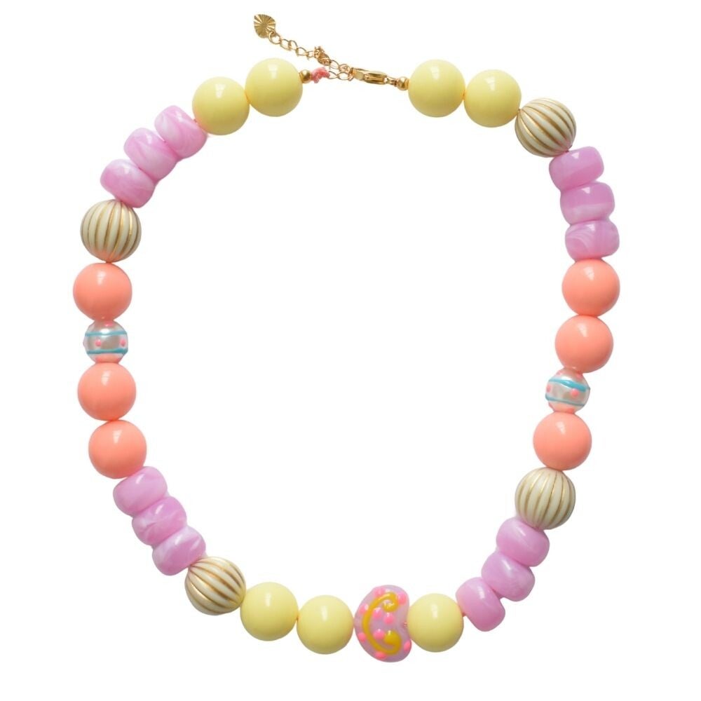Kralen ketting met grote kralen roze