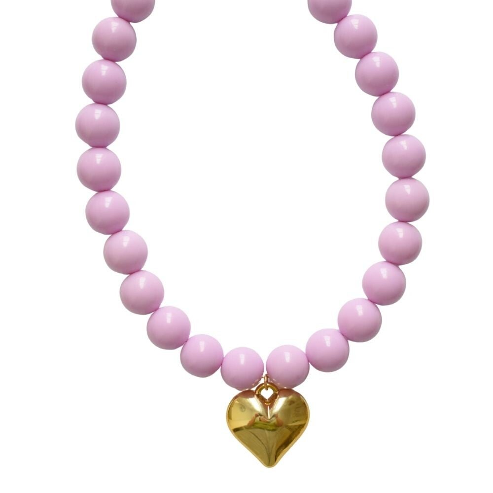 Kralen ketting met grote kralen lila