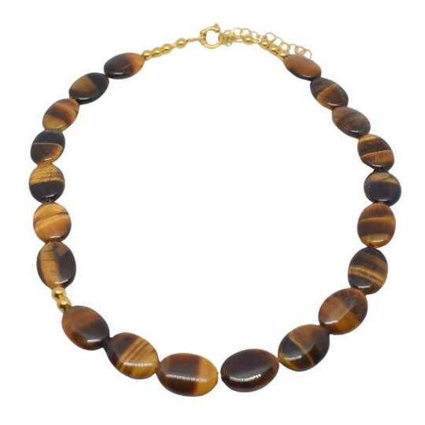 Kralenketting XL tijgeroog goud