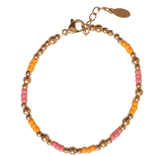 Leuk armbandje goud met geel en roze