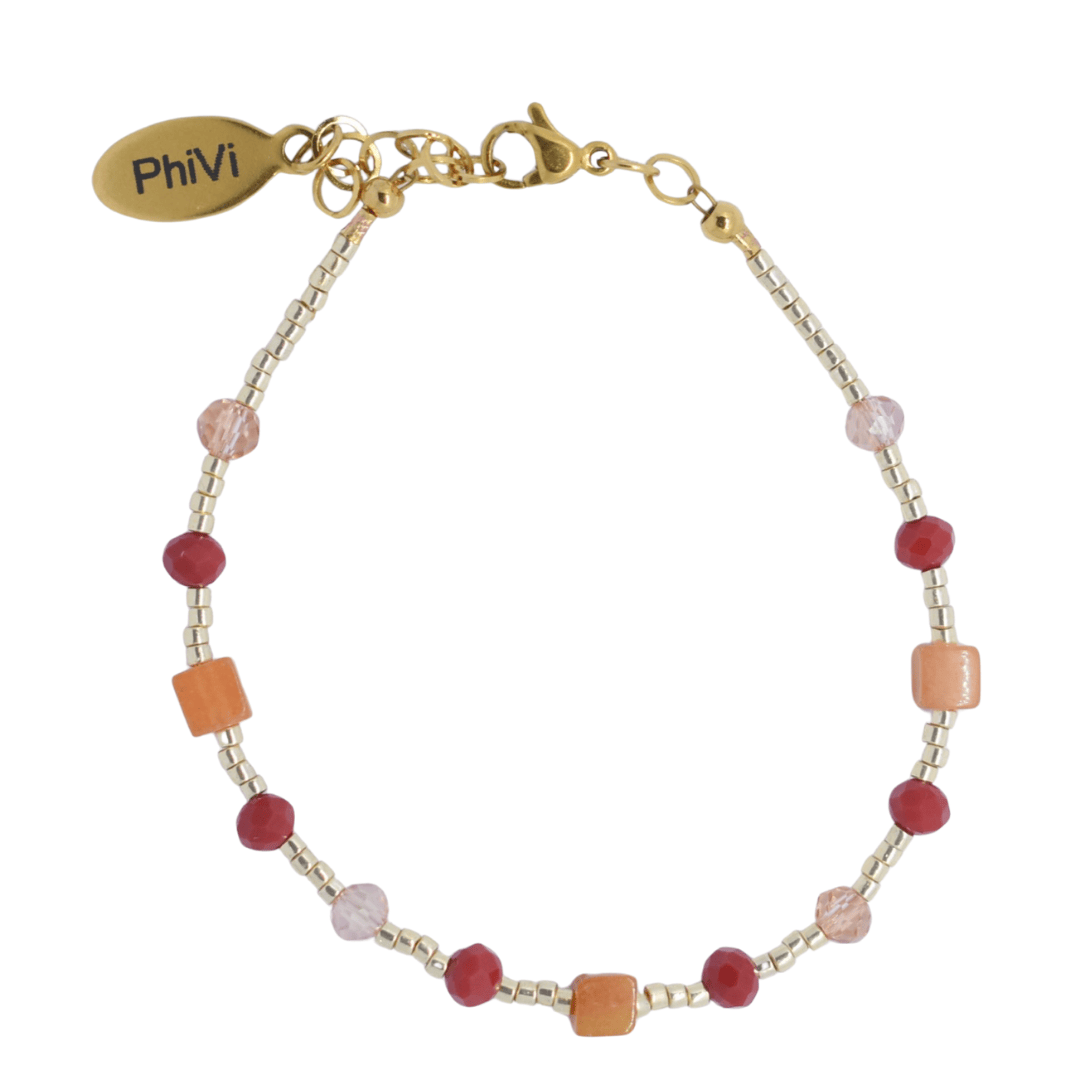 Armband jade rood oranje edelsteen goud