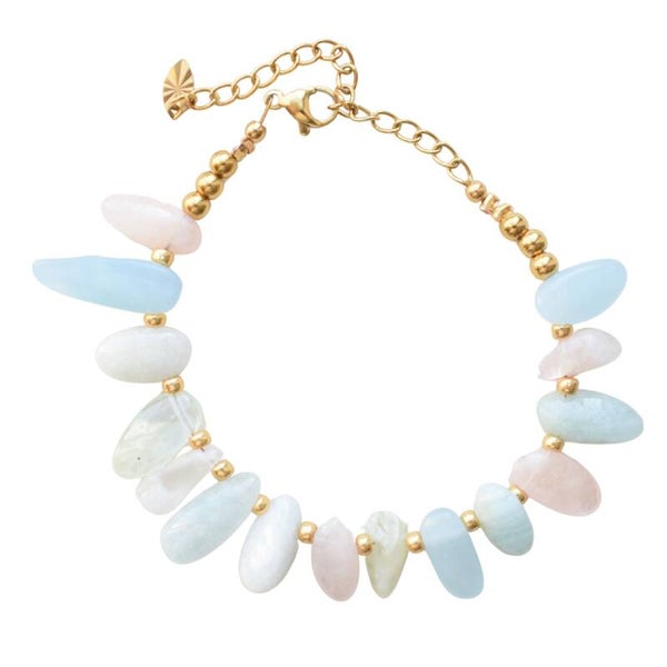 Morganiet armband pastelkleuren goud